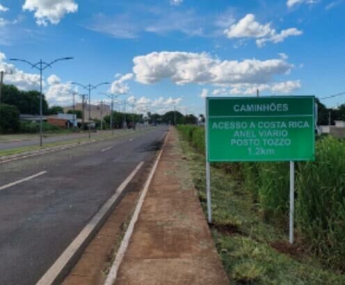 Imagem de compartilhamento para o artigo Nova sinalização reforça uso do Anel Viário e busca tirar caminhões do centro de Paraíso das Águas da MS Todo dia
